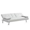 sofa bed with Armrest two holders WOOD FRAME, STAINLESS LEG, FUTON SOFA PVC