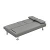 sofa bed with Armrest two holders WOOD FRAME, STAINLESS LEG, FUTON SOFA PVC