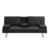 sofa bed with Armrest two holders WOOD FRAME, STAINLESS LEG, FUTON SOFA PVC