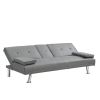 sofa bed with Armrest two holders WOOD FRAME, STAINLESS LEG, FUTON SOFA PVC