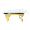 19MM Thickness Glass Triangle Coffee Table with Solid Wood Stand Fit For Living Room