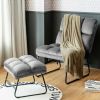 Massage Chair Velvet Accent Sofa Chair with Ottoman and Remote Control