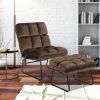 Massage Chair Velvet Accent Sofa Chair with Ottoman and Remote Control