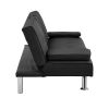 sofa bed with Armrest two holders WOOD FRAME, STAINLESS LEG, FUTON SOFA PVC