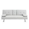 sofa bed with Armrest two holders WOOD FRAME, STAINLESS LEG, FUTON SOFA PVC