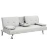 sofa bed with Armrest two holders WOOD FRAME, STAINLESS LEG, FUTON SOFA PVC