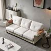 Living Room Furniture Linen Fabric Faux Leather with Wood Leg 2+3 Sectional (Dark Grey)