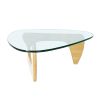 19MM Thickness Glass Triangle Coffee Table with Solid Wood Stand Fit For Living Room