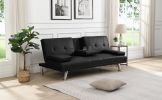 sofa bed with Armrest two holders WOOD FRAME, STAINLESS LEG, FUTON SOFA PVC