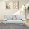 sofa bed with Armrest two holders WOOD FRAME, STAINLESS LEG, FUTON SOFA PVC