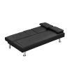 sofa bed with Armrest two holders WOOD FRAME, STAINLESS LEG, FUTON SOFA PVC