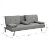 sofa bed with Armrest two holders WOOD FRAME, STAINLESS LEG, FUTON SOFA PVC