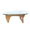 19MM Thickness Glass Triangle Coffee Table with Solid Wood Stand Fit For Living Room