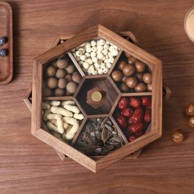 Walnut Fruit Plate Box Divided Solid Wood Snack Box (Option: Seven grid single layer-Black Walnut)