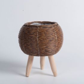 Hyundai Simple Handmade Woven Flower Pot Storage Container (Option: Round Coffee)