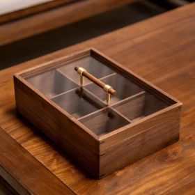 Walnut Fruit Plate Box Divided Solid Wood Snack Box (Option: Chinese double layered-Black Walnut)